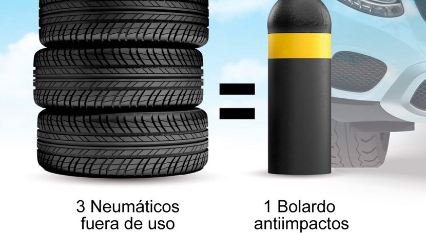¿Sabías que se fabrican bolardos seguridad ecológicos procedente neumáticos fuera uso?