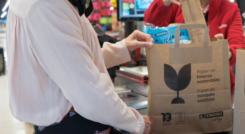 Eroski ofrece bolsas papel como alternativa sostenible bolsas plástico