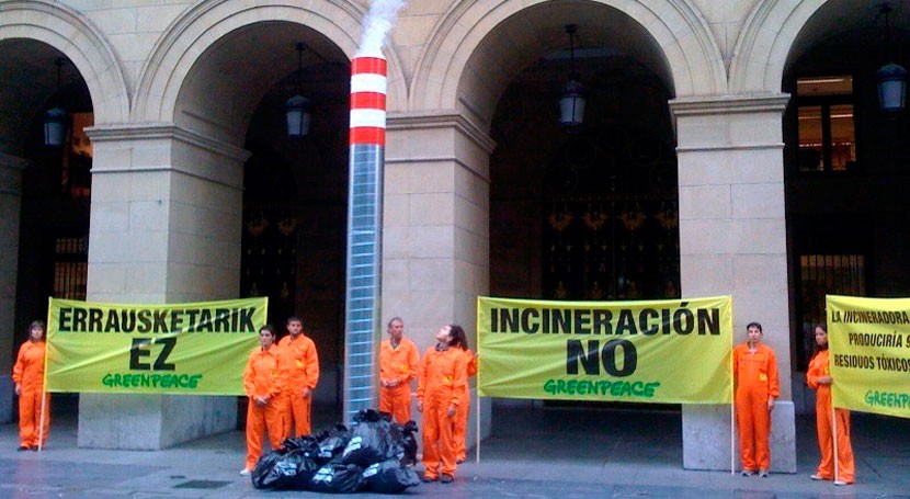 Greenpeace rechaza frontalmente incineradora residuos Gipuzkoa