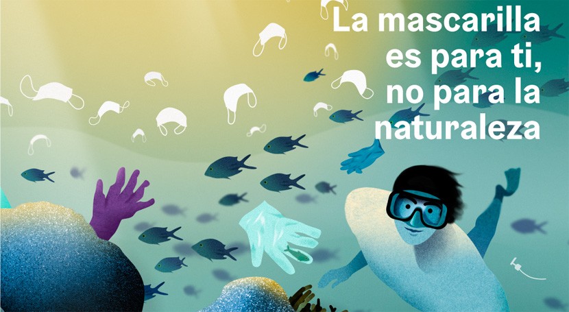 " mascarilla es ti, no naturaleza", campaña evitar abandono residuos